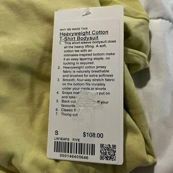 Lululemon Cotton T Shirt Bodysuit NWT Light Lime Green Open Back Women’s Small - Picture 10 of 12